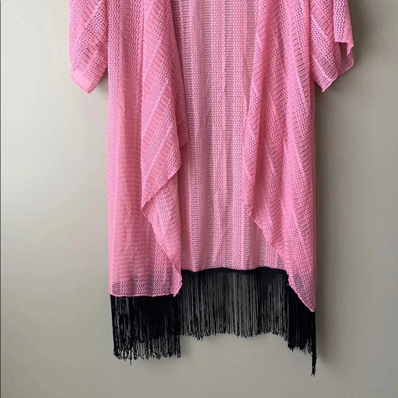 Lularoe Monroe pink fringed cardigan sz sm - Picture 3 of 5